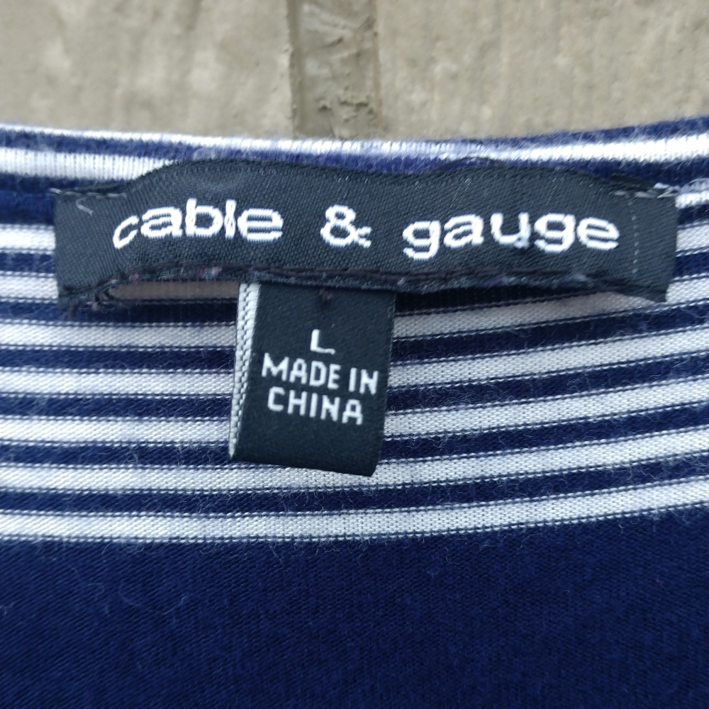 Cable & Gauge short sleeve blue/white stripe shirt - Picture 4 of 5